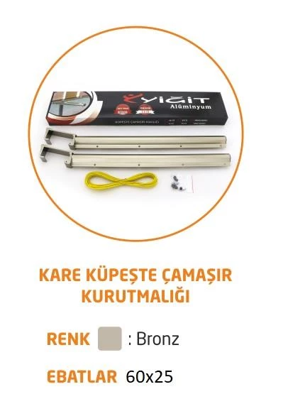 Kare Küpeşte Alüminyum Balkon Çamaşır Kurutmalık 60x25 mm ürün görseli 1