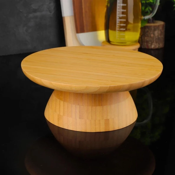 Mien Dayanıklı Bambu Ayaklı Pasta Sunumluk Stand 7B140 ürün görseli 1