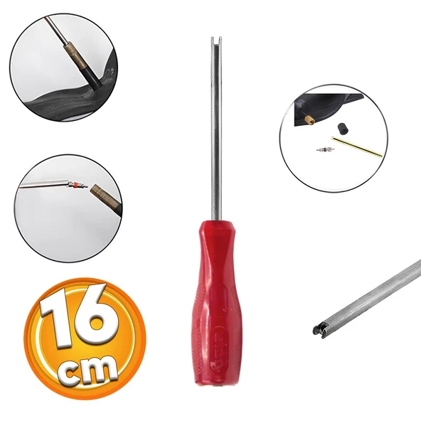 Sibop Sökme Takma Tornavidası Aparatı İç Lastik Teker Şambrel Paftası Tornavida Plastik Saplı 16 cm ürün görseli 1