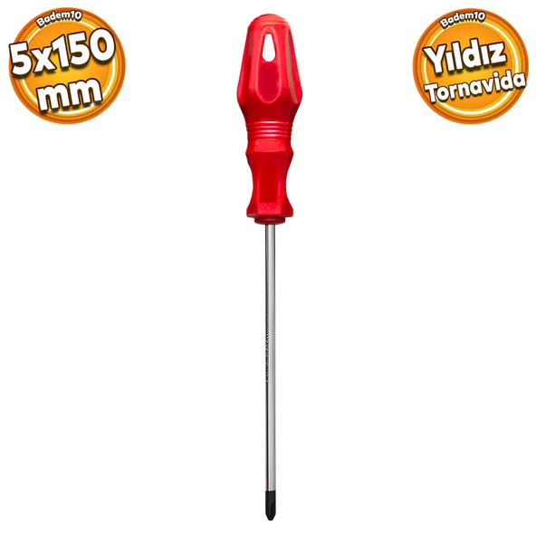 Tornavida Yıldız Tornavida Kırmızı Plastik Sap 5x150 mm ürün görseli 1