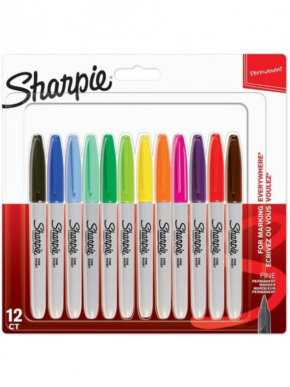 Sharpie Markör Permanent Fine Karışık Renk 12 Lİ 2065404 ürün görseli 1