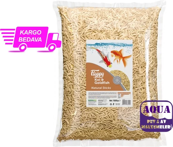 Floppy Japon Balığı Yemi ve Koi Balığı Yemi Pond Stick Yem 1 Kg. Sade Renksiz Pont Yem ürün görseli 1