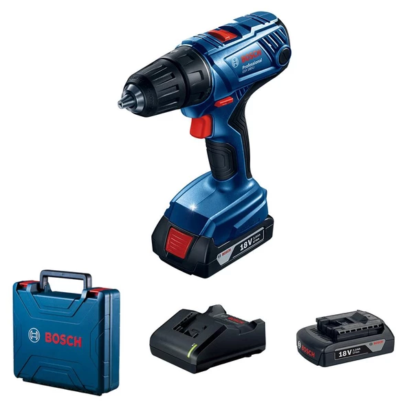 Bosch GSR 180-LI Akülü Delme/Vidalama Makinesi 2x2.0Ah Çift Akü Şarj Cihazı Plastik Çanta ürün görseli 1