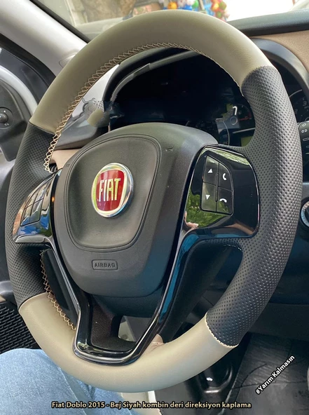 Fiat Doblo D4 Araca Özel Direksiyon Kılıfı (KREM DERİ BEJ DEĞİLDİR) ürün görseli 1