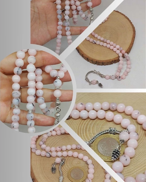 Pembe Siyah Alacalı Opal Taşı 99luk Tesbih 8mm (42110) ürün görseli 1