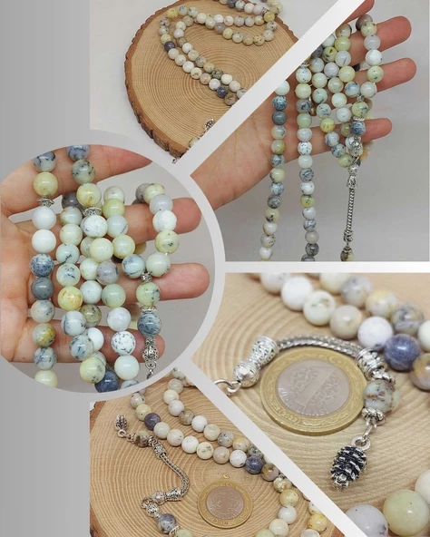 Beyaz Alacalı Opal Taşı 99luk Tesbih 8mm (36140) ürün görseli 1