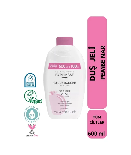 BYPHASSE Plaisir Pomegranate Pembe Nar Duş Jeli 600ml ürün görseli 1