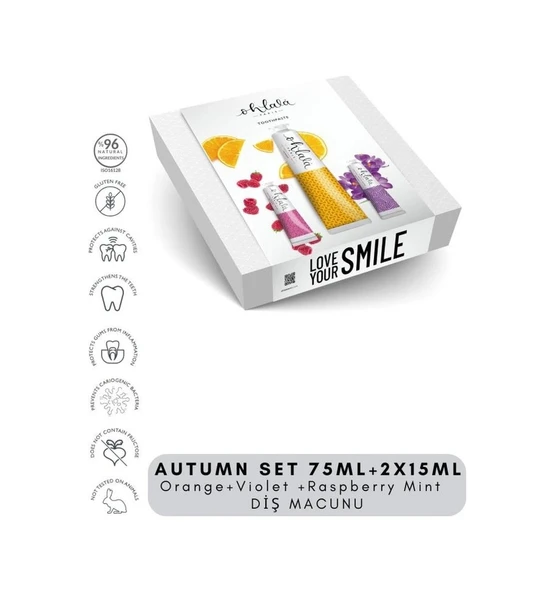 OHLALA Orange Mint 75 ml + Violet Mint 15 ml + Raspberry mint 15 ml Autumn Set Diş Macunu - Resim 2