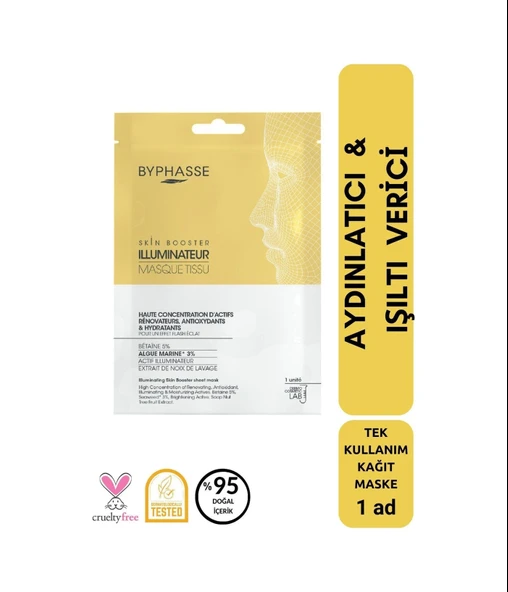 BYPHASSE Aydınlatıcı ve Işıltı Verici Skin Booster Kağıt Yüz Maskesi 1ad ürün görseli 1