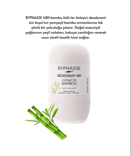 BYPHASSE 48H Roll-on Deodorant Bamboo Extract 50ml - Resim 2