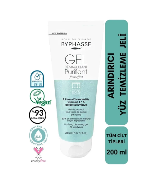 BYPHASSE Arındırıcı Yüz Temizleme Jeli Tüm Cilt Tipleri 200ml ürün görseli 1