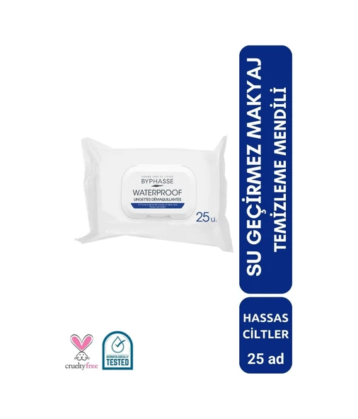 BYPHASSE Waterproof Makyaj Temizleme Mendili Hassas Ciltler 25 adet ürün görseli 1