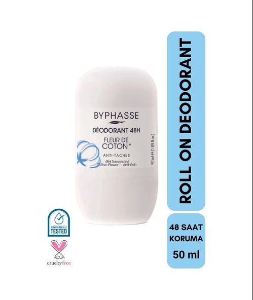 BYPHASSE 48H Roll-on Deodorant Cotton Flower 50ml ürün görseli 1