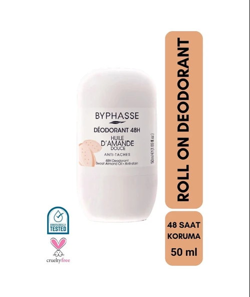 BYPHASSE 48H Roll-on Deodorant Sweet Almond Oil 50ml ürün görseli 1