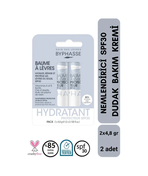 BYPHASSE Nemlendirici SPF30 Koruyucu Dudak Bakım Kremi 2x4.8 GR ürün görseli 1