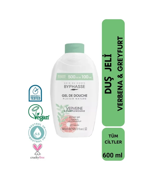 BYPHASSE Plaisir Natura Verbena & Greyfurt Duş Jeli 600ml ürün görseli 1