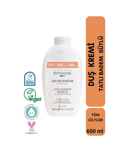 BYPHASSE Caresse Tatlı Badem Sütlü Kremli Duş Jeli 600ml ürün görseli 1