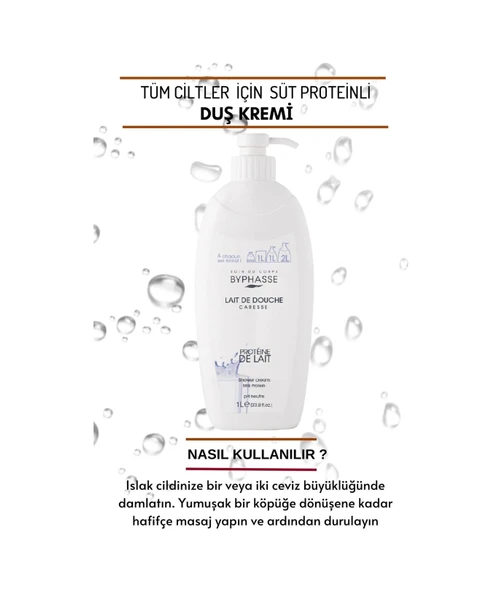 BYPHASSE Caresse Süt Proteini Özlü Duş Kremi 1000ml - Resim 3