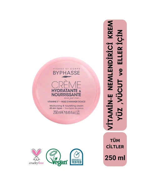 BYPHASSE Vitamin-E Nemlendirici Krem Yüz ,Vücut Ve Eller Için 250ml ürün görseli 1