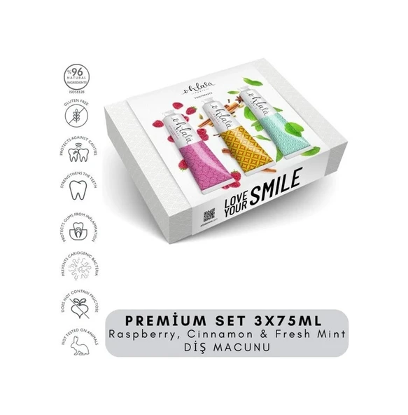 OHLALA Raspberry, Cinnamon & Fresh Mint Premium Set 3 x 75 ml Diş Macunu - Resim 2