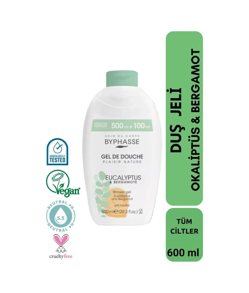 BYPHASSE Plaisir Natura Okaliptus & Bergamot Duş Jeli 600ml ürün görseli 1