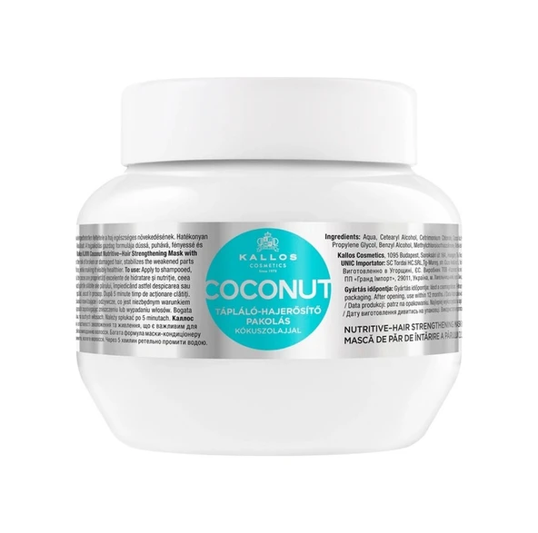Kallos Cosmetics Coconut Hindistan Cevizi Yağı İçeren Güçlendirici ve Besleyici Saç Bakım Maskesi 275 ml ürün görseli 1