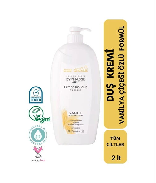 BYPHASSE Caresse Vanilya Çiçeği Özlü Kremli Duş Jeli 2000ml ürün görseli 1