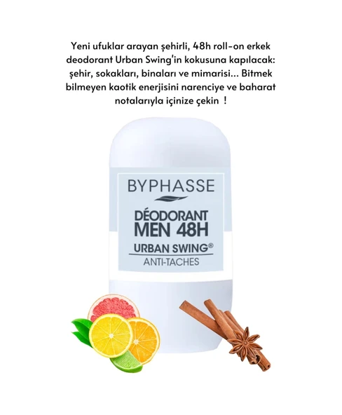 BYPHASSE 48H Men Roll-on Deodorant Urban Swing 50ml - Resim 2