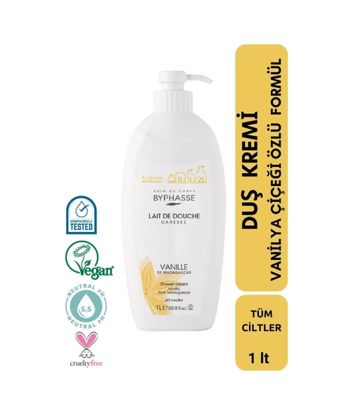 BYPHASSE Caresse Vanilya Çiçeği Özlü Duş Kremi 1000ml ürün görseli 1