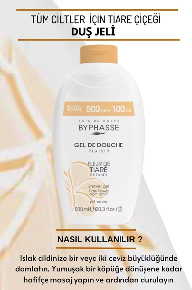 BYPHASSE Plaisir Tiare Çiçeği Duş Jeli 600ml - Resim 3