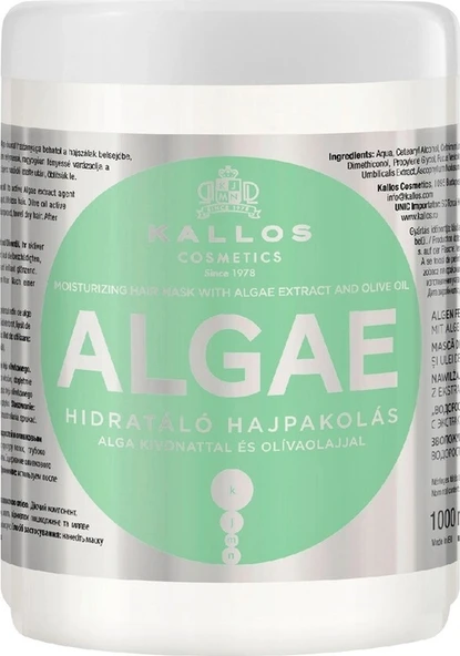 Kallos Cosmetics Algae 1000ml Yosun Özü Ve Zeytinyağı Içeren Nemlendirici Saç Bakım Maskesi ürün görseli 1