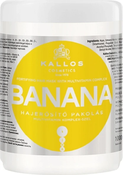 Kallos Cosmetics Banana Muz Ekstraktı Ve Multivitamin Içeren Güçlendirici Saç Bakım Maskesi 1000ml ürün görseli 1