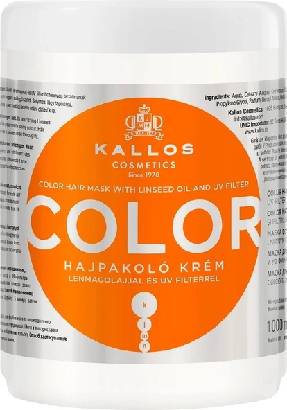 Kallos Cosmetics Color 1000ml Boyalı Saçlar Için Keten Tohumu Yağlı Ve Uv Filtreli Saç Bakım Maskesi ürün görseli 1