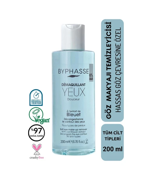 BYPHASSE Hassas Ciltler İçin Nazik Göz Makyaj Temizleyici 200 ml ürün görseli 1
