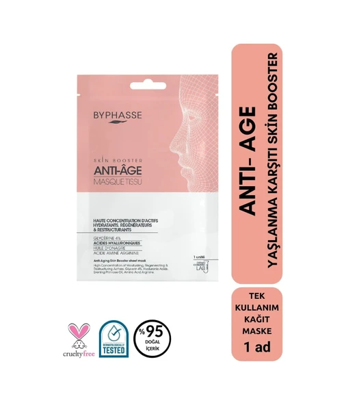 BYPHASSE Anti Age Yaşlanma Karşıtı Skin Booster Kağıt Yüz Maskesi 1ad ürün görseli 1