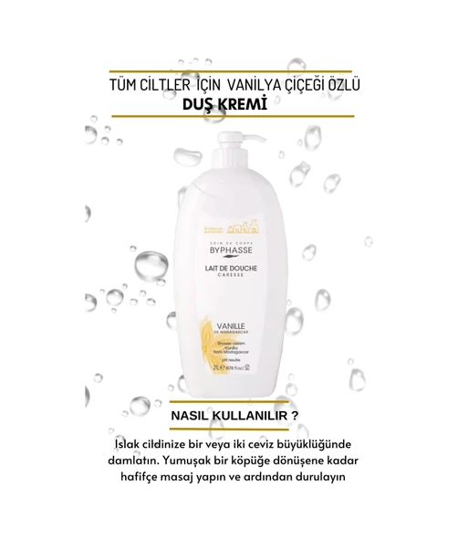 BYPHASSE Caresse Vanilya Çiçeği Özlü Kremli Duş Jeli 2000ml - Resim 3