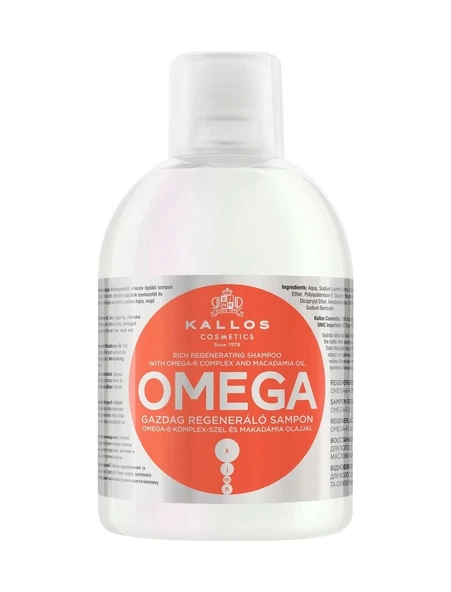 Kallos Cosmetics Omega 1000ml Cansız Ve Yıpranmış Saçlara Omega-6 Kompleksli Ve Macadamia Yağlı Onarım Şampuanı ürün görseli 1