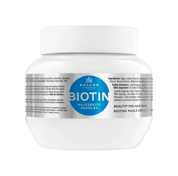 Kallos Cosmetics Biotin Içeren Besleyici ve Koruyucu Saç Bakım Maskesi 275 ml ürün görseli 1