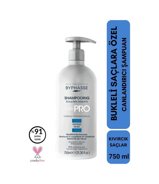 BYPHASSE Hair Pro Bukleli Saçlara Özel Canlandırıcı Şampuan 750ml ürün görseli 1
