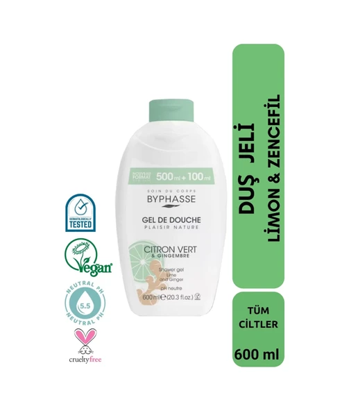 BYPHASSE Plaisir Natura Limon & Zencefil Duş Jeli 600ml ürün görseli 1