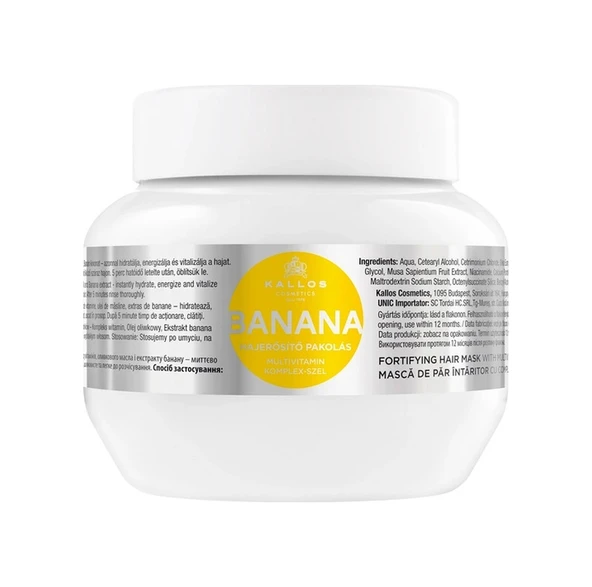 Kallos Cosmetics Banana Muz Ekstraktı Ve Multivitamin Içeren Güçlendirici Saç Bakım Maskesi 275ml ürün görseli 1