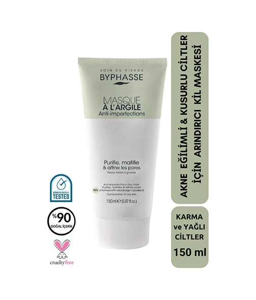 BYPHASSE Akneye Eğilimli Gözenekli Ciltler İçin Arındırıcı Kil Maskesi 150ml ürün görseli 1