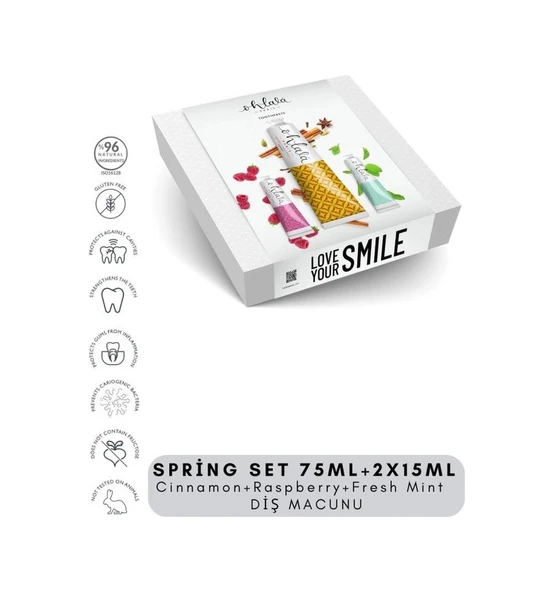 OHLALA Cinnamon 75 ml + Fresh Mint 15 ml + Raspberry mint 15 ml Spring Set Diş Macunu - Resim 2