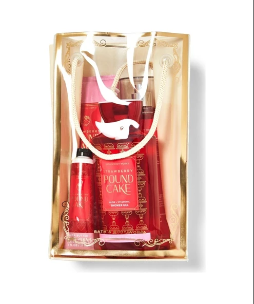 Bath & Body Works Strawberry Pound Cake Cilt Bakim Seti - Resim 2
