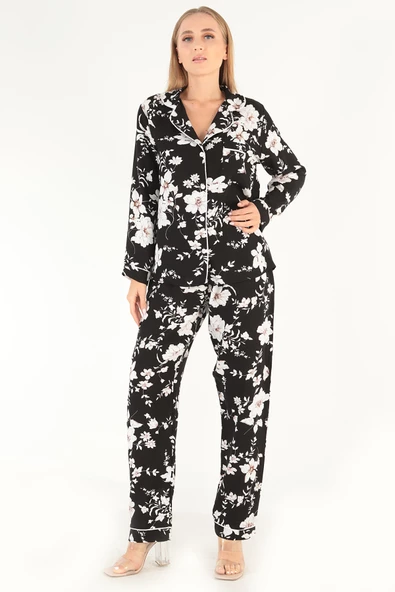 DoReMi Floral Pattern Uzun Kollu Kadın Pijama Takım ürün görseli 1