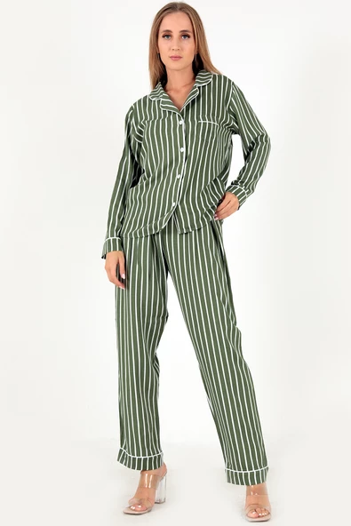 DoReMi Stripes Uzun Kollu Kadın Pijama Takım ürün görseli 1