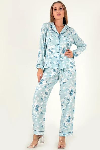DoReMi Çiçek Baskılı Uzun Kollu Kadın Pijama Takım ürün görseli 1