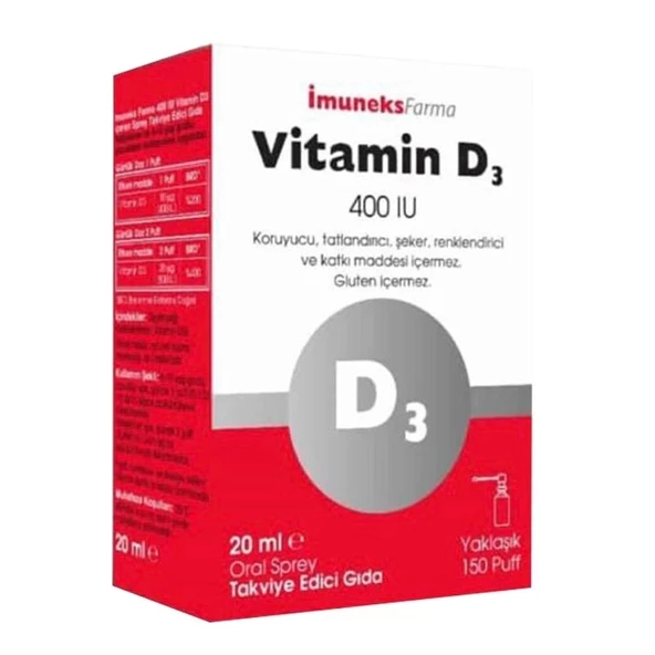 İmuneks Vitamin D3 400 IU 20 ml (Bebeklerin kullanımına uygundur.) ürün görseli 1