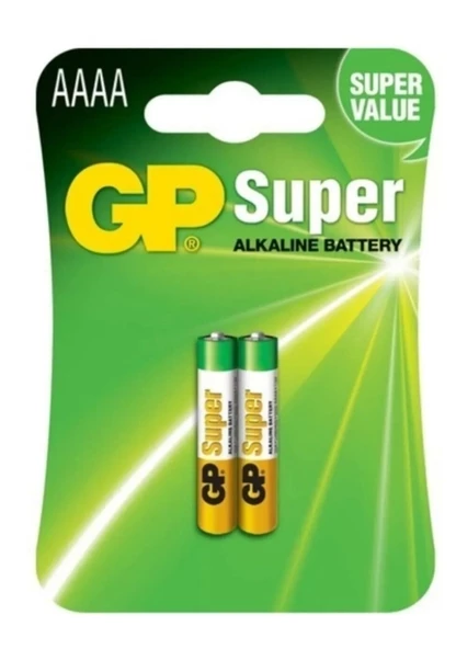 Gp Süper Alkalin AAAA Boy İncenin İncesi Kalem Pil 1,5 Volt 2'Li Kart ürün görseli 1