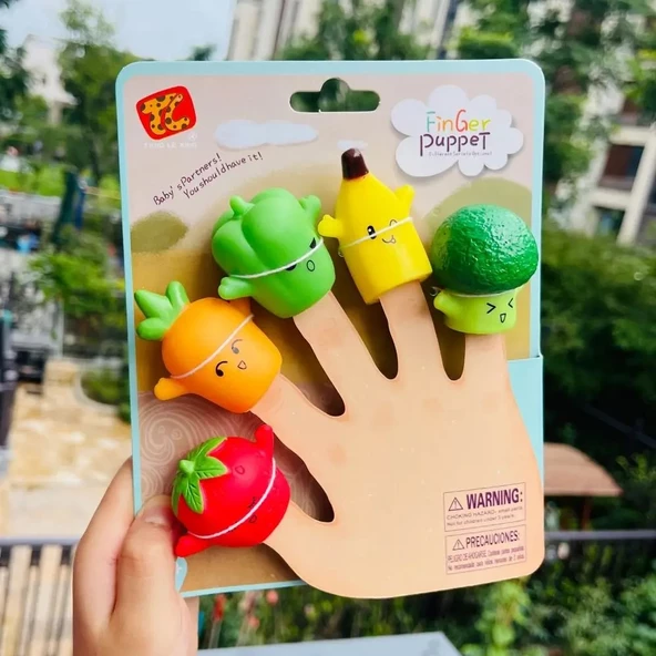 Finger Puppet Meyveler Parmak Kukla Seti 5 Meyveli Oyuncak Parmak Kukla ürün görseli 1